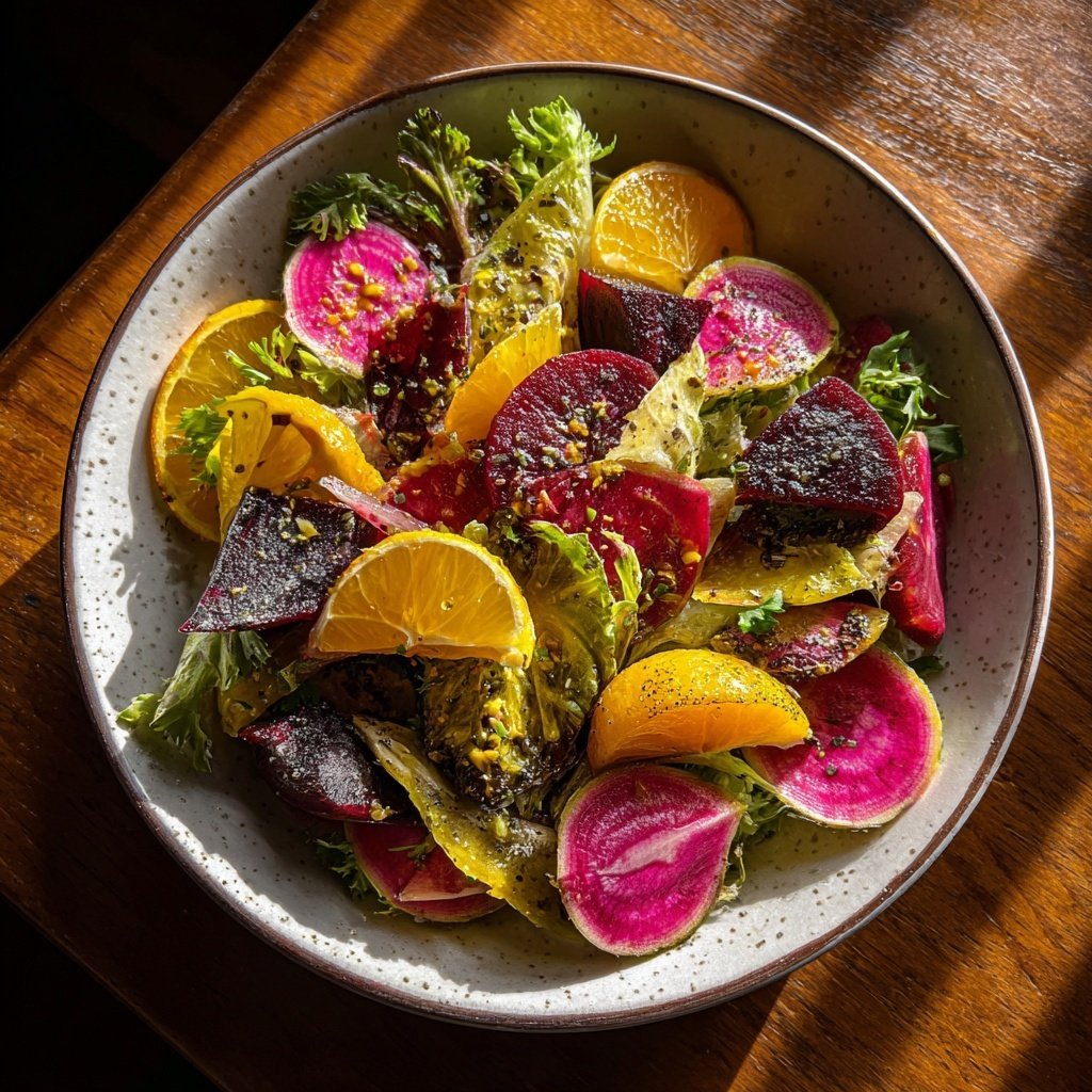 Salada inverno rábano beterraba cítricos