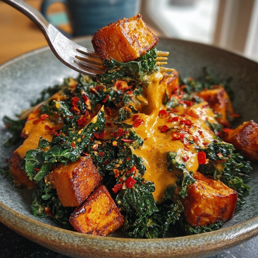 Couve amendoim picante batata-doce