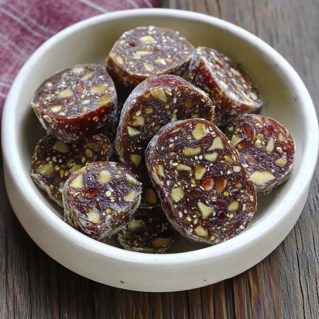 Salame de tâmaras com frutos secos e coco