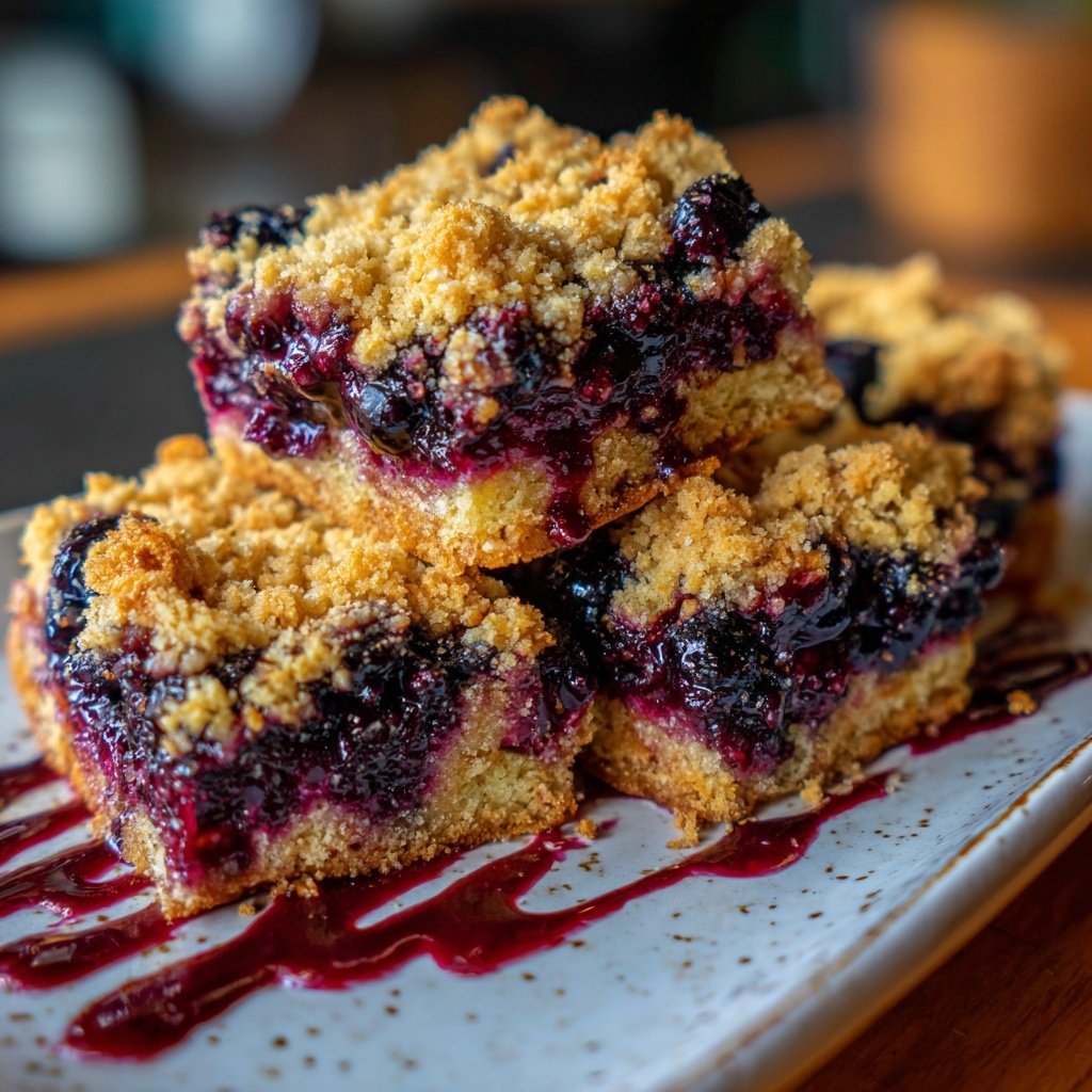 Barras crumble de massa azeda com mirtilos