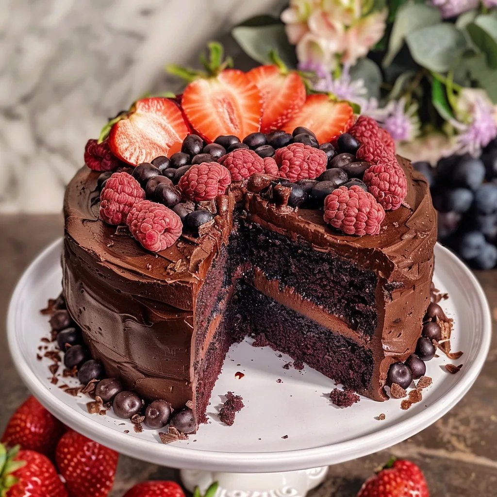 Bolo de Chocolate com Frutas Vermelhas