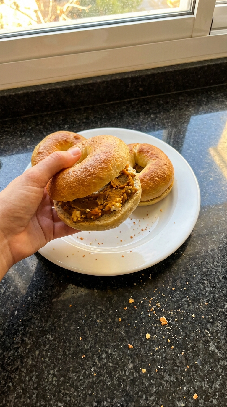 Bagels de requesón com batata doce