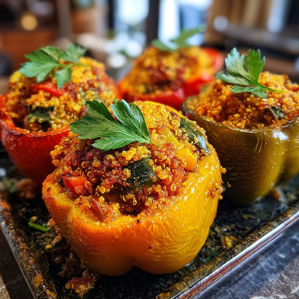 Pimentões recheados vegetarianos