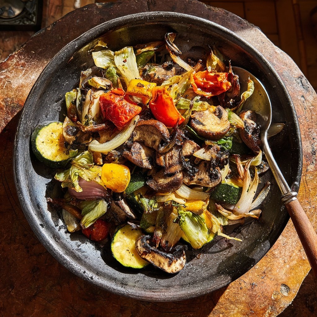 Vegetais cozidos alho cebola cogumelo