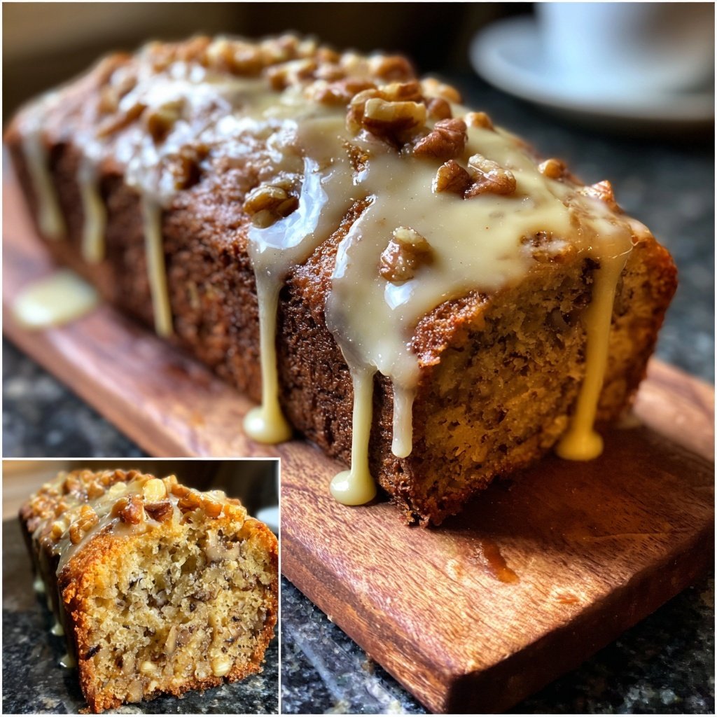 Pão Banana Nozes Glacê Mel