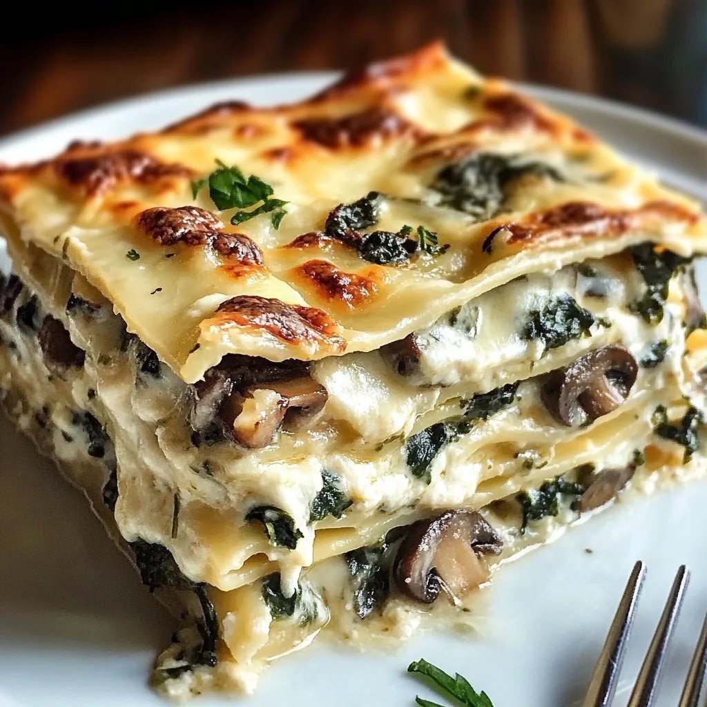 Lasanha Cremosa de Espinafre e Cogumelos