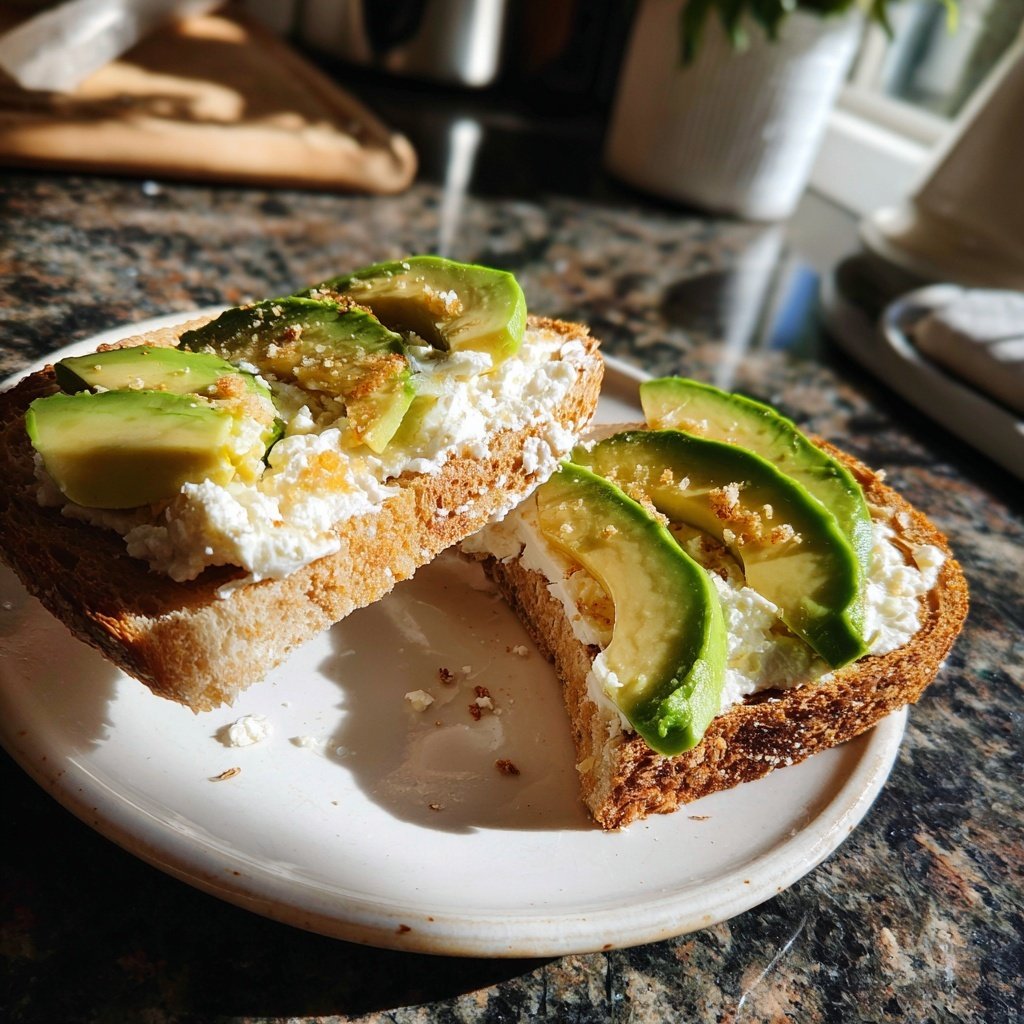 Torrada de requesão com abacate