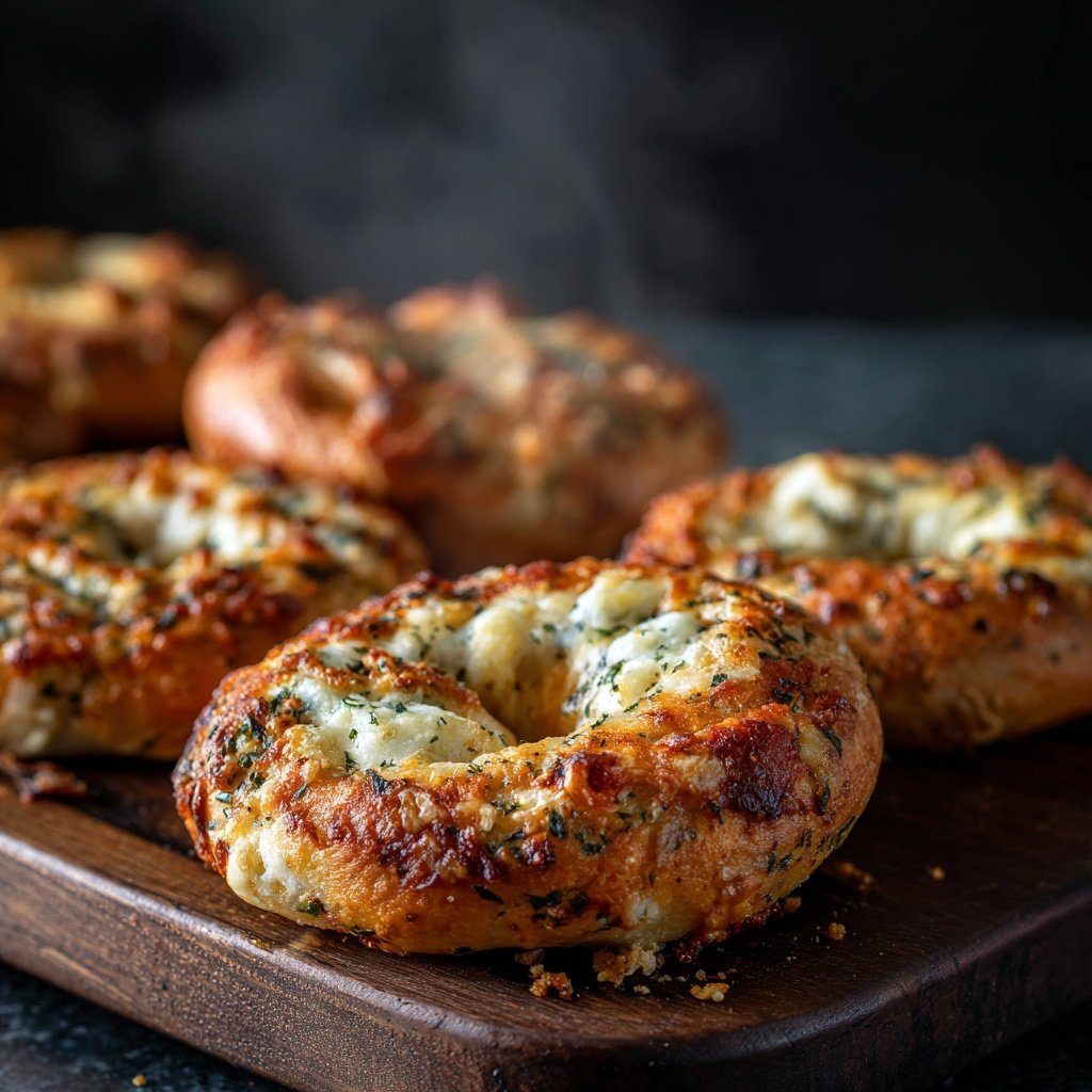 Bagels com ervas e queijo