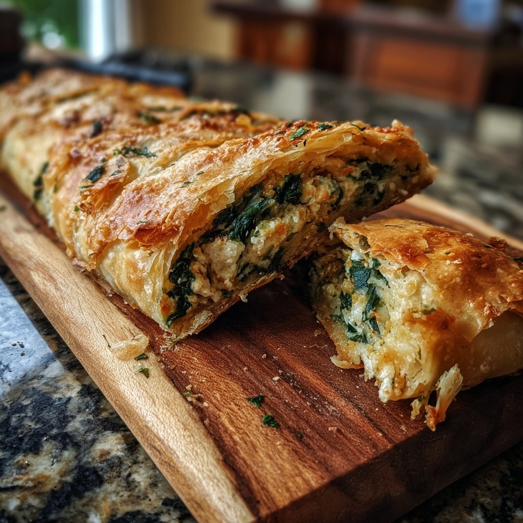 Strudel salgado de espinafre e feta