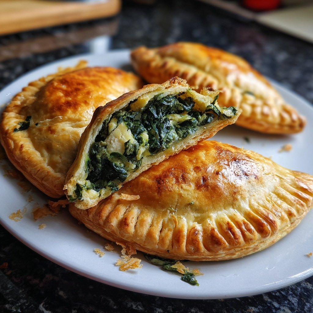 Folhados de espinafre com queijo feta