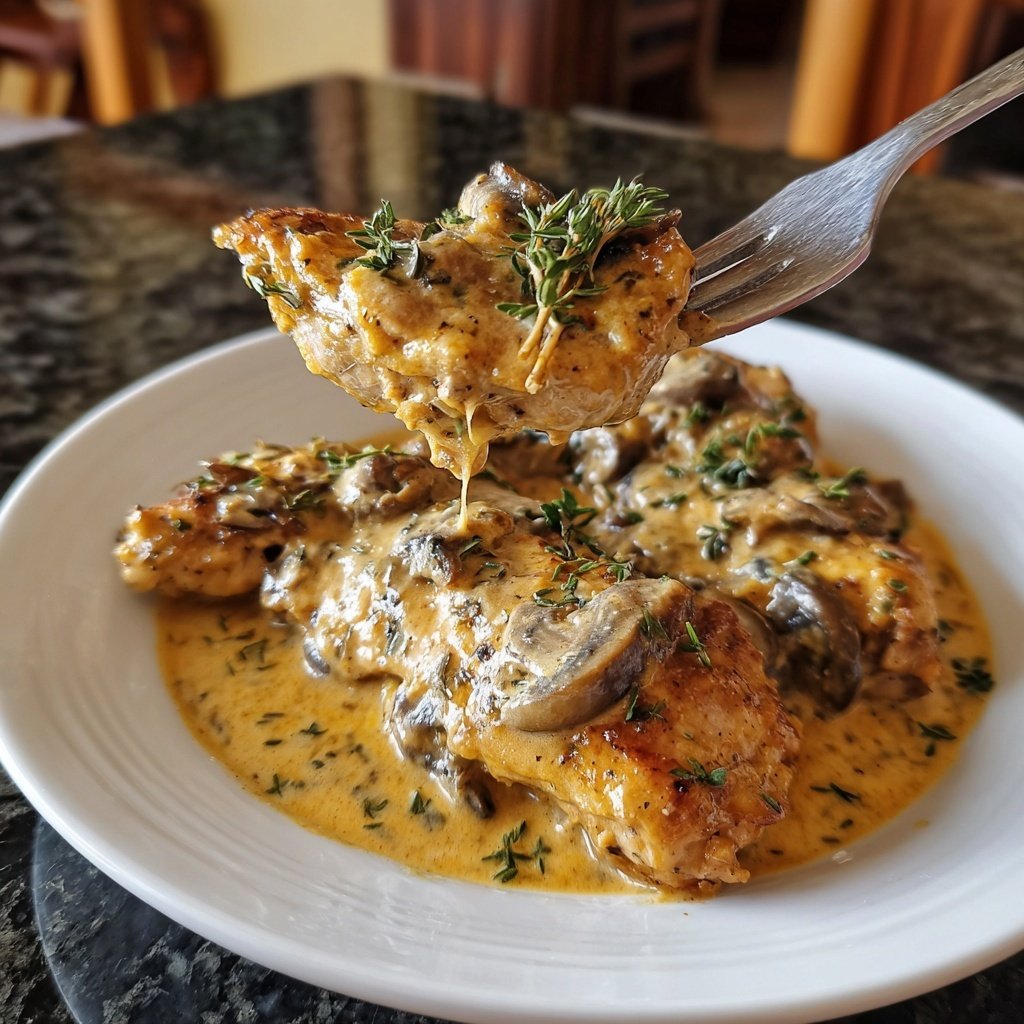 Frango molho cogumelos parmesão tomilho