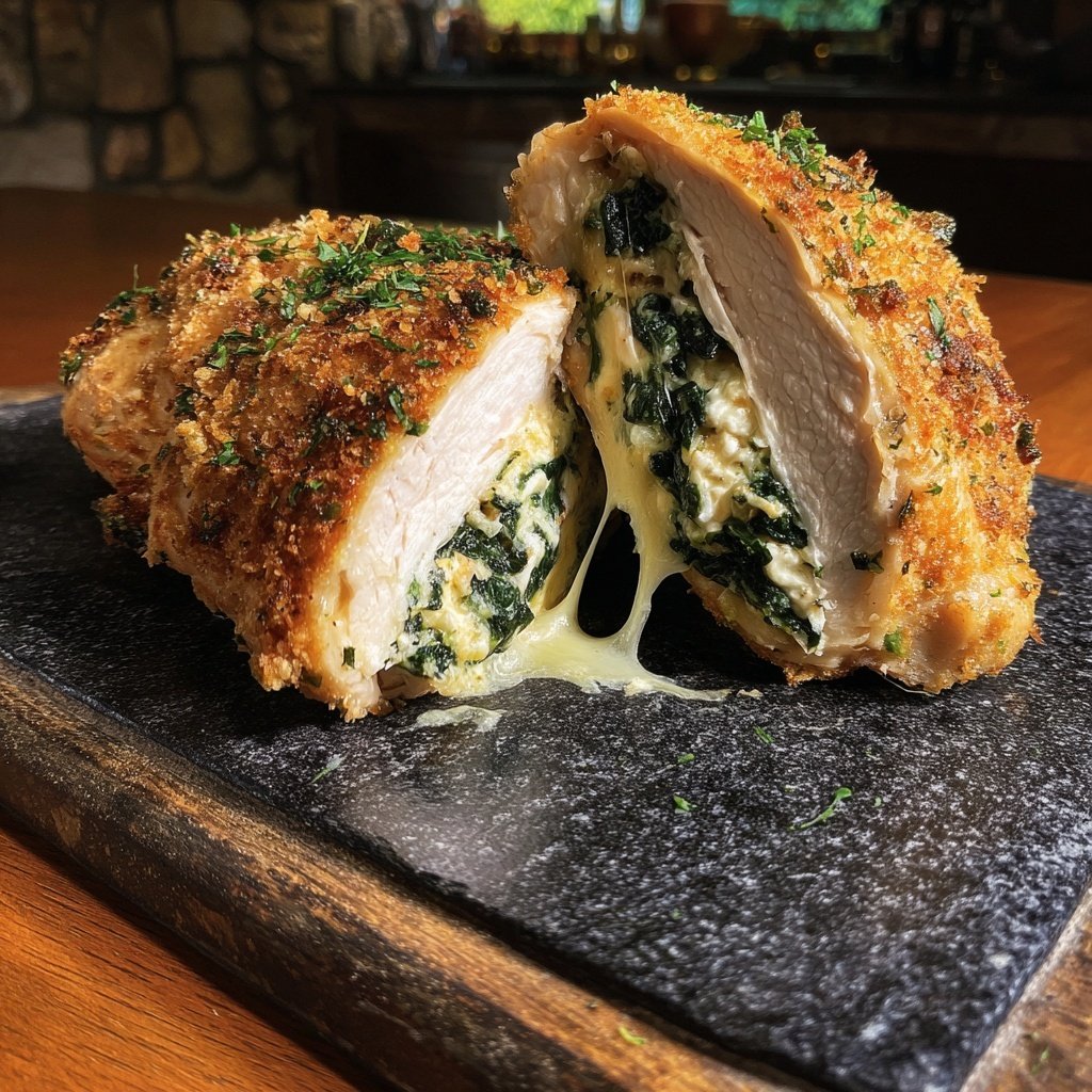 Frango recheado espinafre queijo cabra