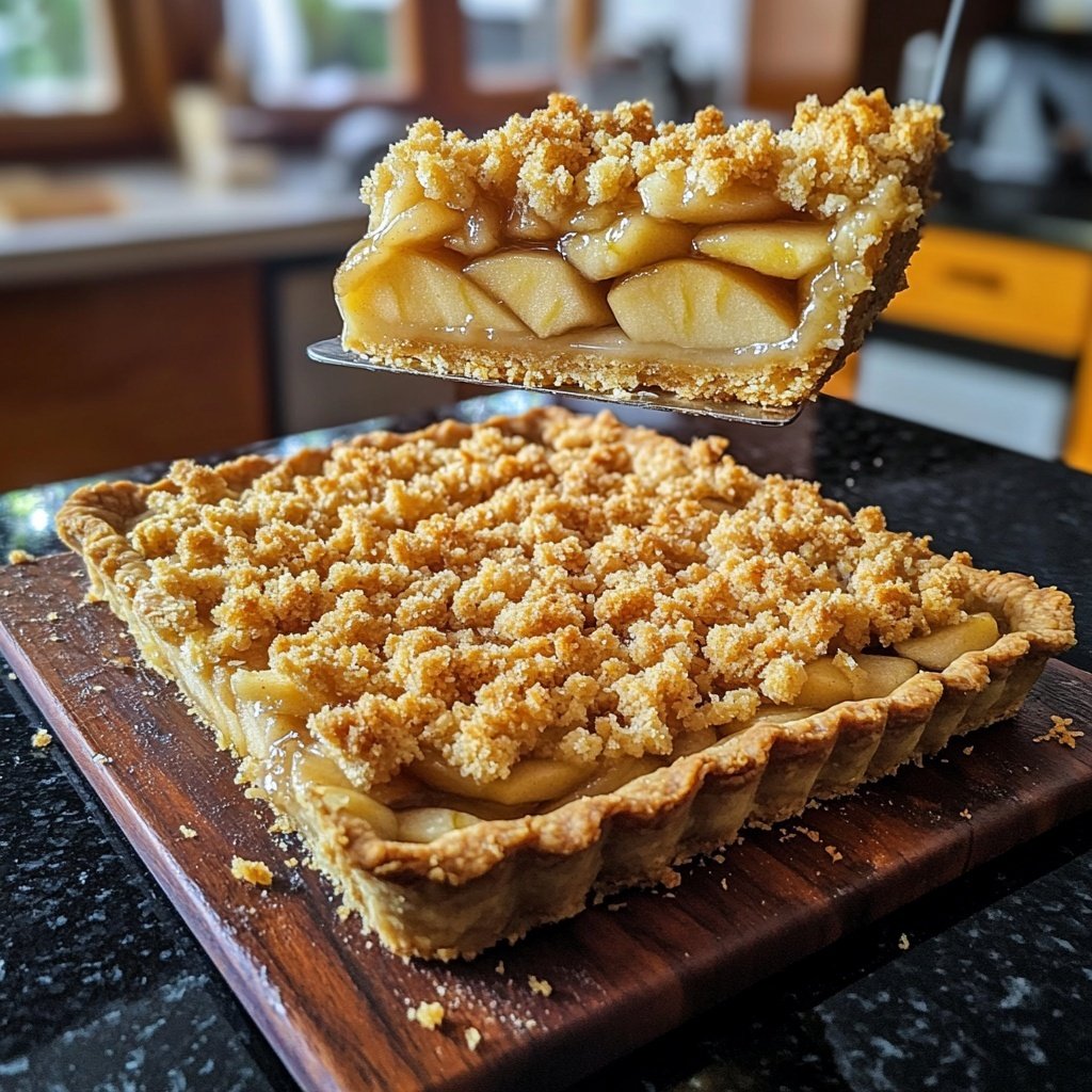 Tarte de maçã da pastelaria com crumble